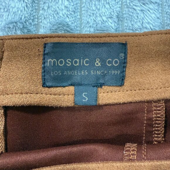 Mosaic & Co Y2K‎ Mini Skirt Womens S Cognac Faux Suede Brown Boho Western Retro - Picture 2 of 8